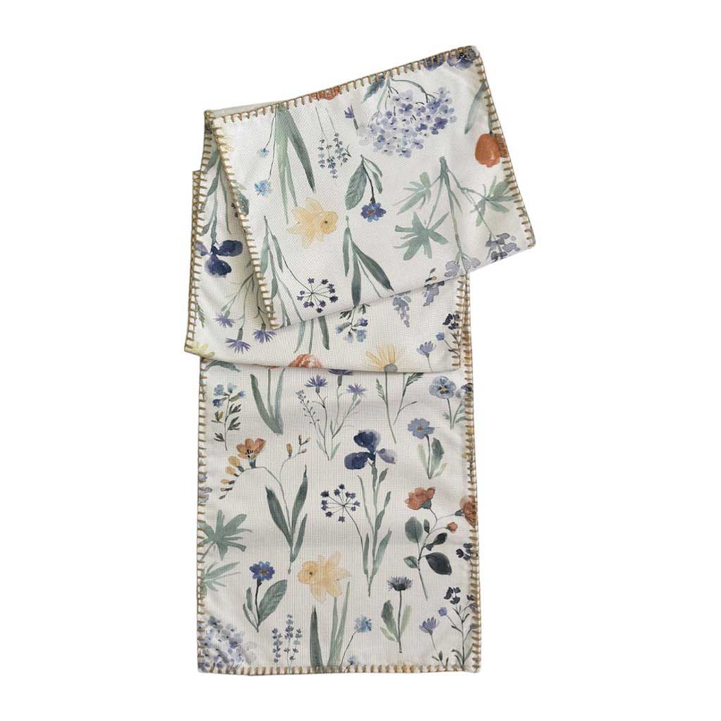 Camino De Mesa Blanco Estampado Floral 35.5X183Cm