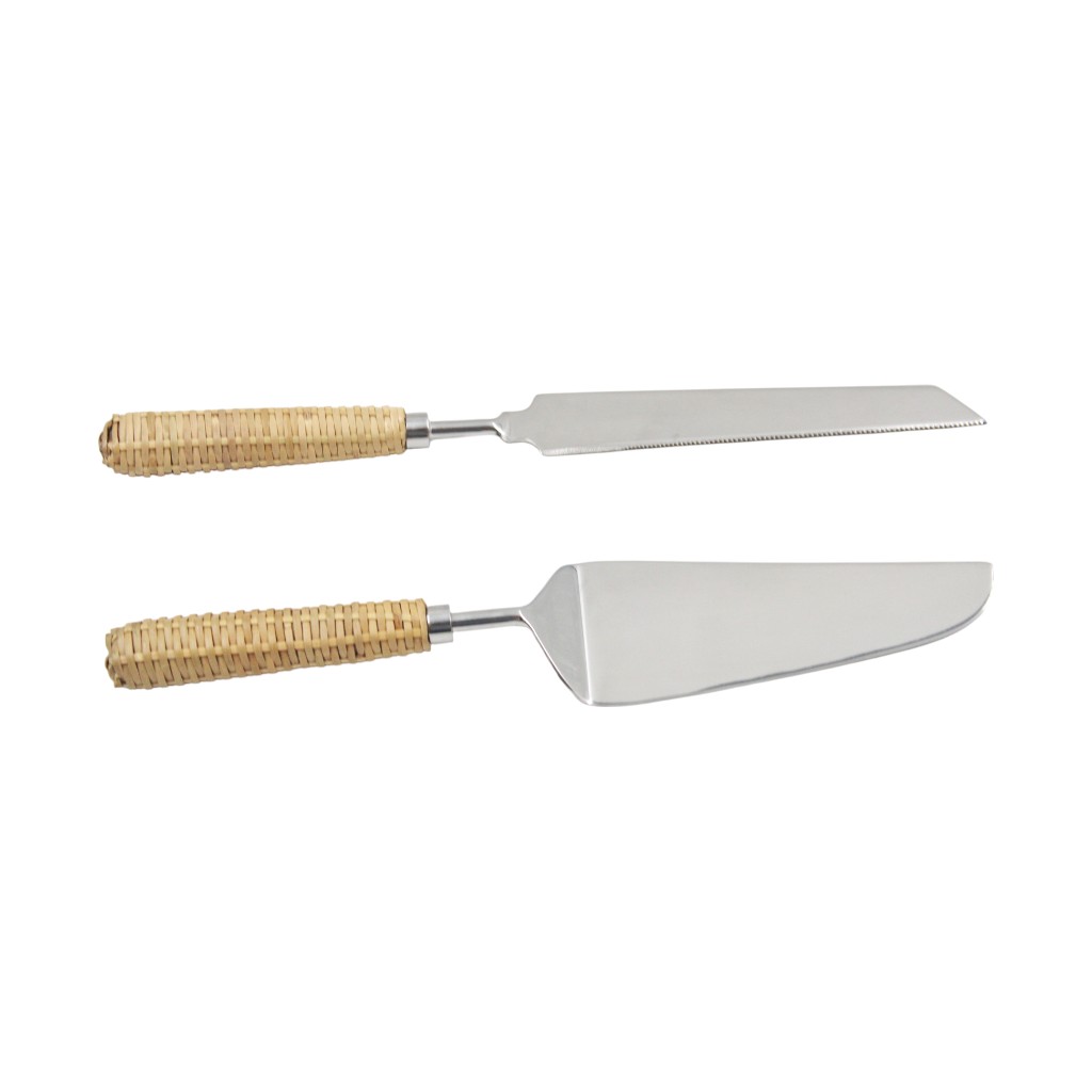 Juego De Cubiertos De Postre Mango De Rattan 2Pzs