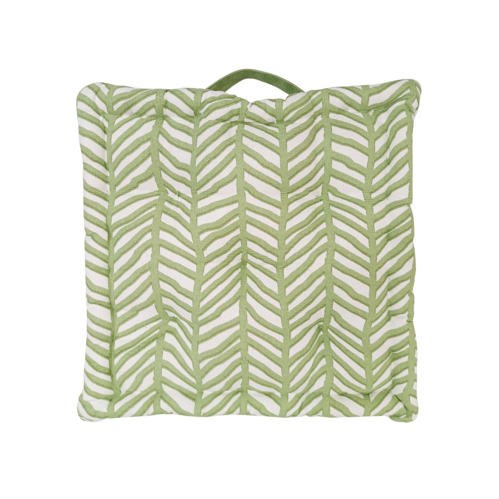 Cojín De Piso Patrón De Zigzag Verde 40X40X6Cm