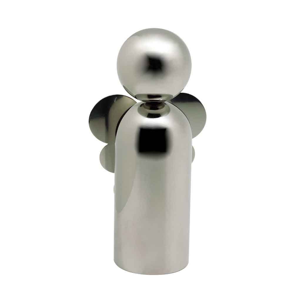 Figura Decorativa De Ángel De Metal Plateado 12X7.5X23Cm