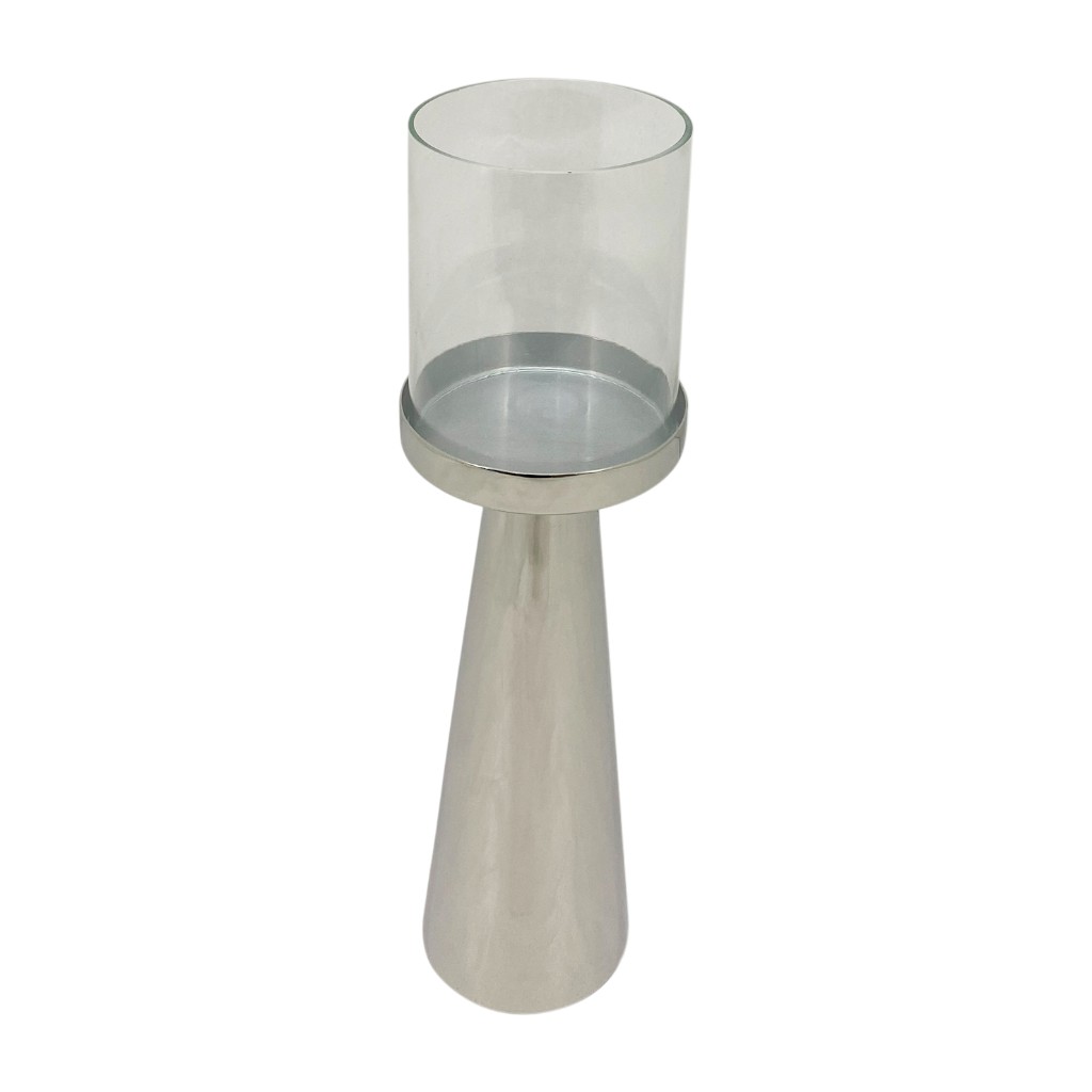 Candelabro Gris 9X9X22Cm