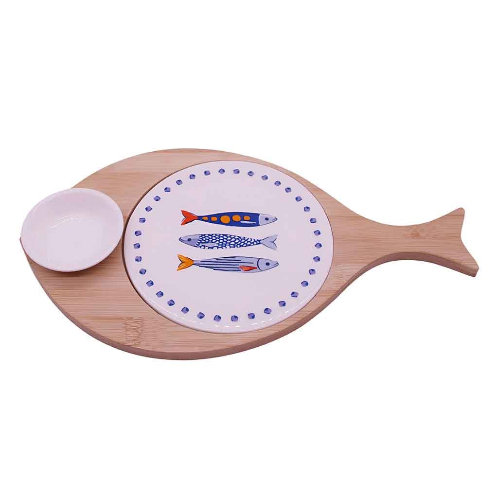 Set 2Pzs De Tabla Para Servir En Forma De Pez