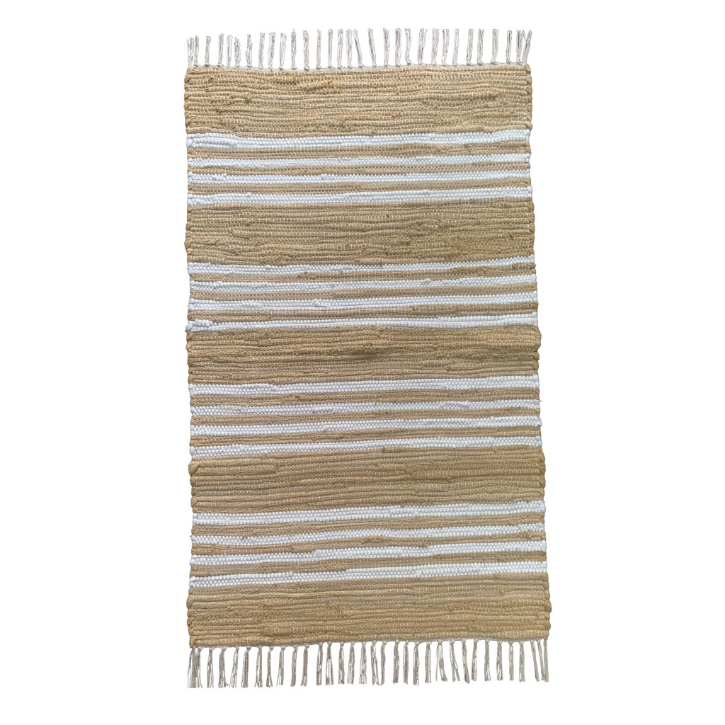 Alfombra Beige Con Diseños De Rayas 60X90Cm