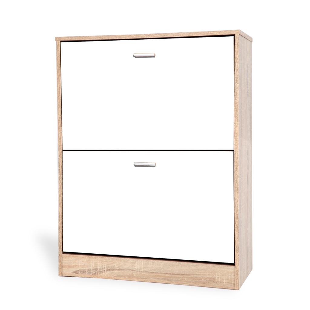 Zapatera Blanca Con 2 Gavetas 63X24X80Cm
