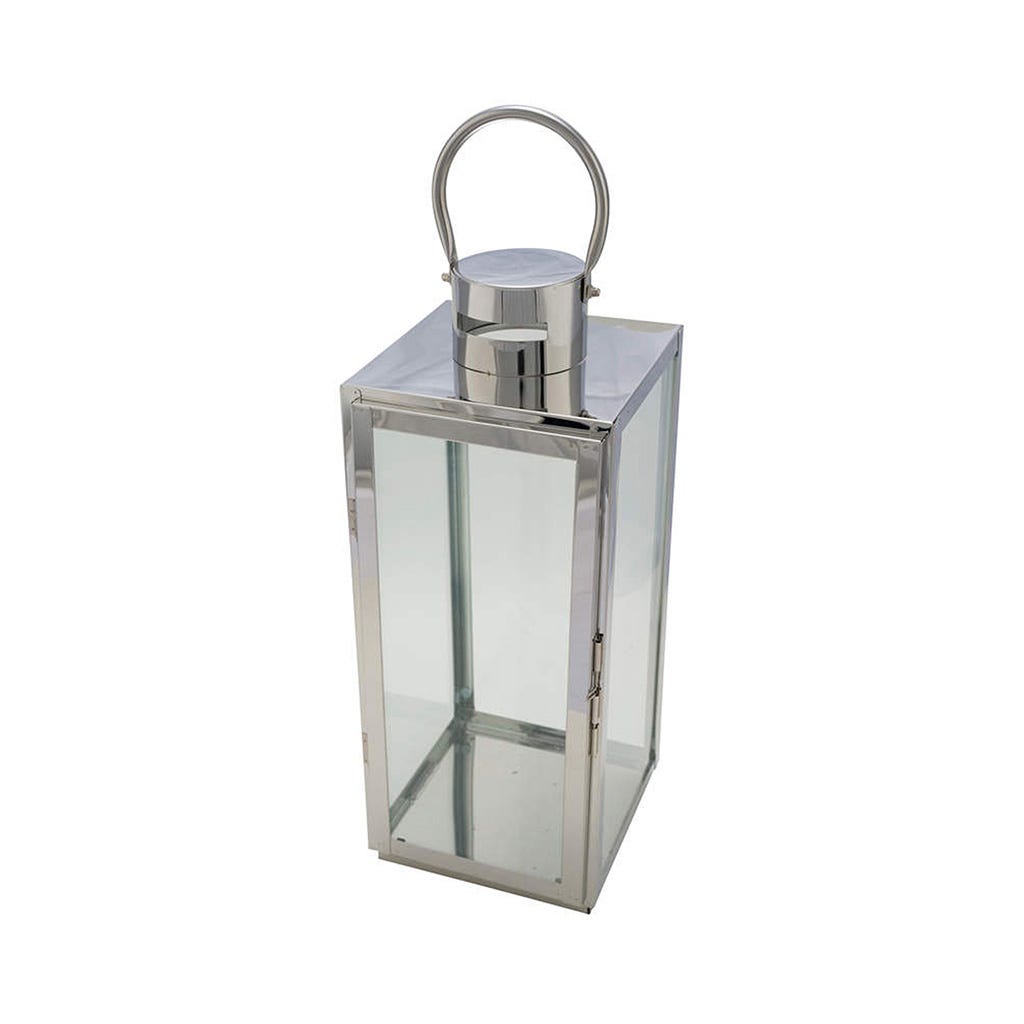 Farol decorativo plateado 13X12X32CM