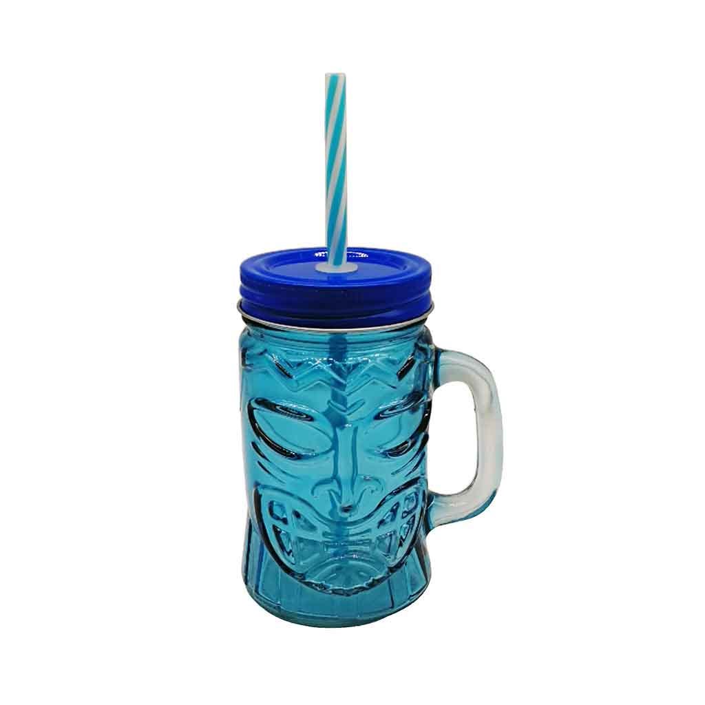 Vaso Azul Con Forma Tiki 15Oz