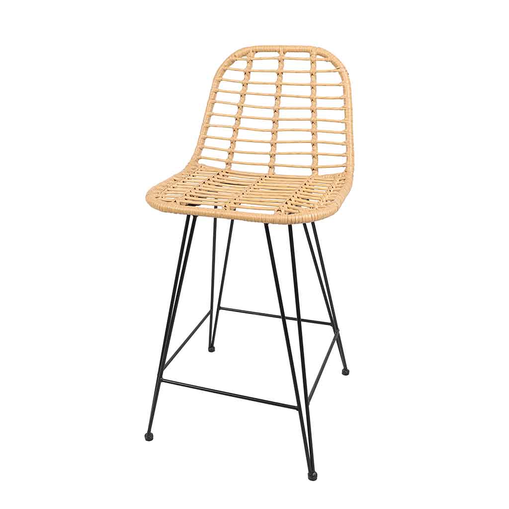 Silla De Bar De Ratán Natural 52x52x107cm