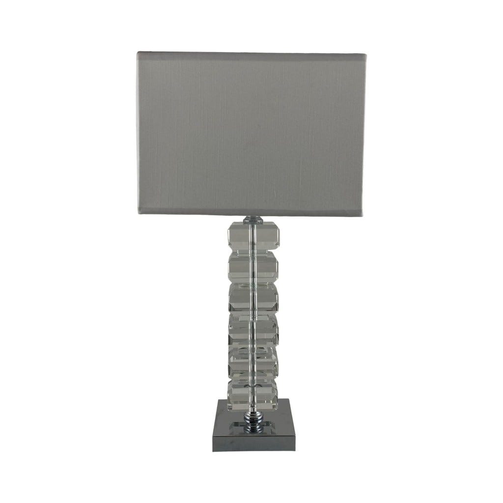 L&aacute;mpara De Mesa Lucite Apilada En Estilo Karl Springer 30X30X57Cm