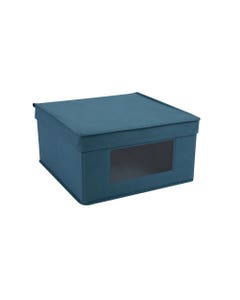 Caja de almacenamiento azul plegable con ventana