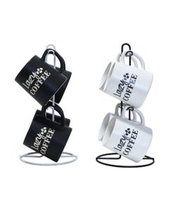 Juego De Tazas 5Pzs Con Texto "Lazy Coffee" Colores Surtidos 420Ml