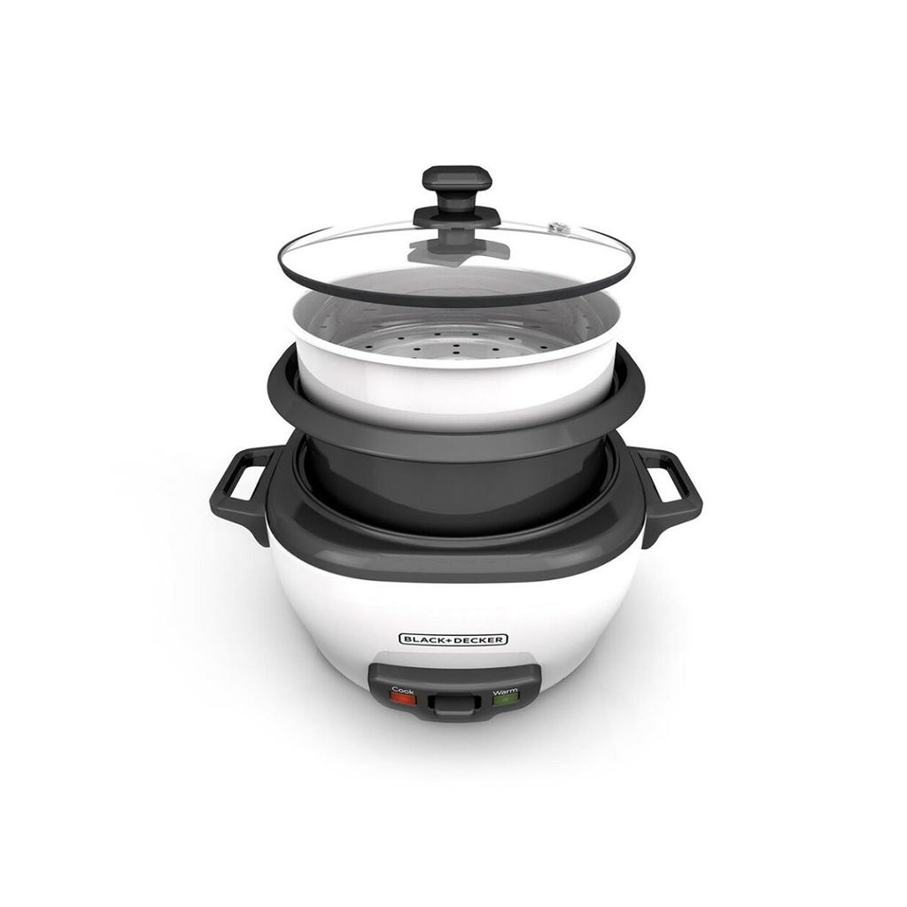 Olla arrocera blanca de 14 tazas Black and Decker