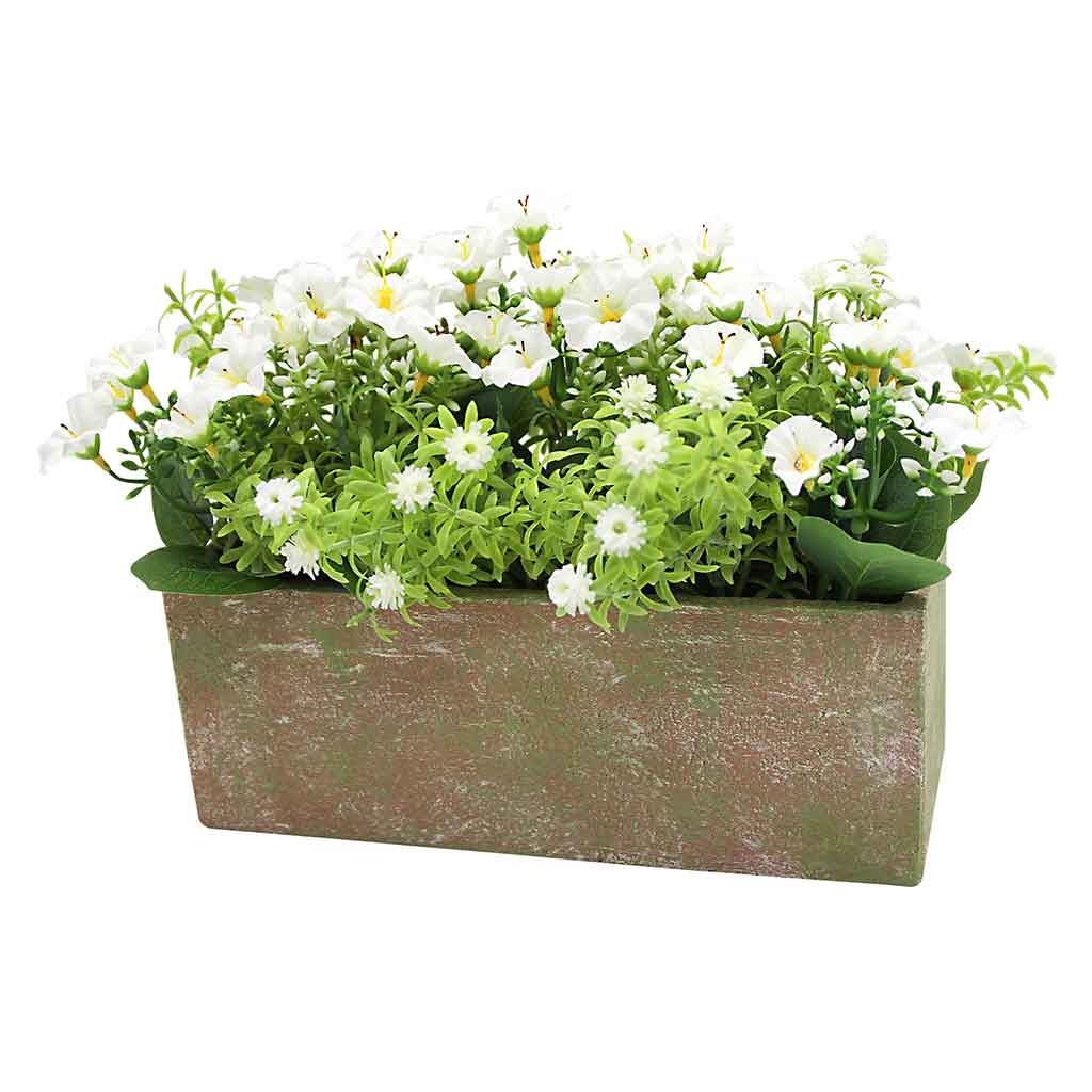 Flor artificial blanca en maceta 21CM