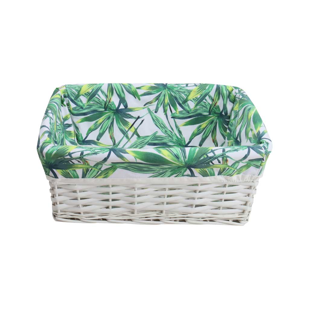 Cesta de Ropa con Estampado de Hojas Tropicales 