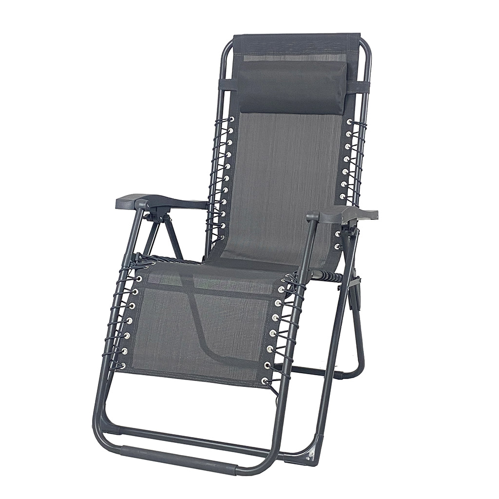Silla De Metal Reclinable Negro Recyl 86X65X112Cm