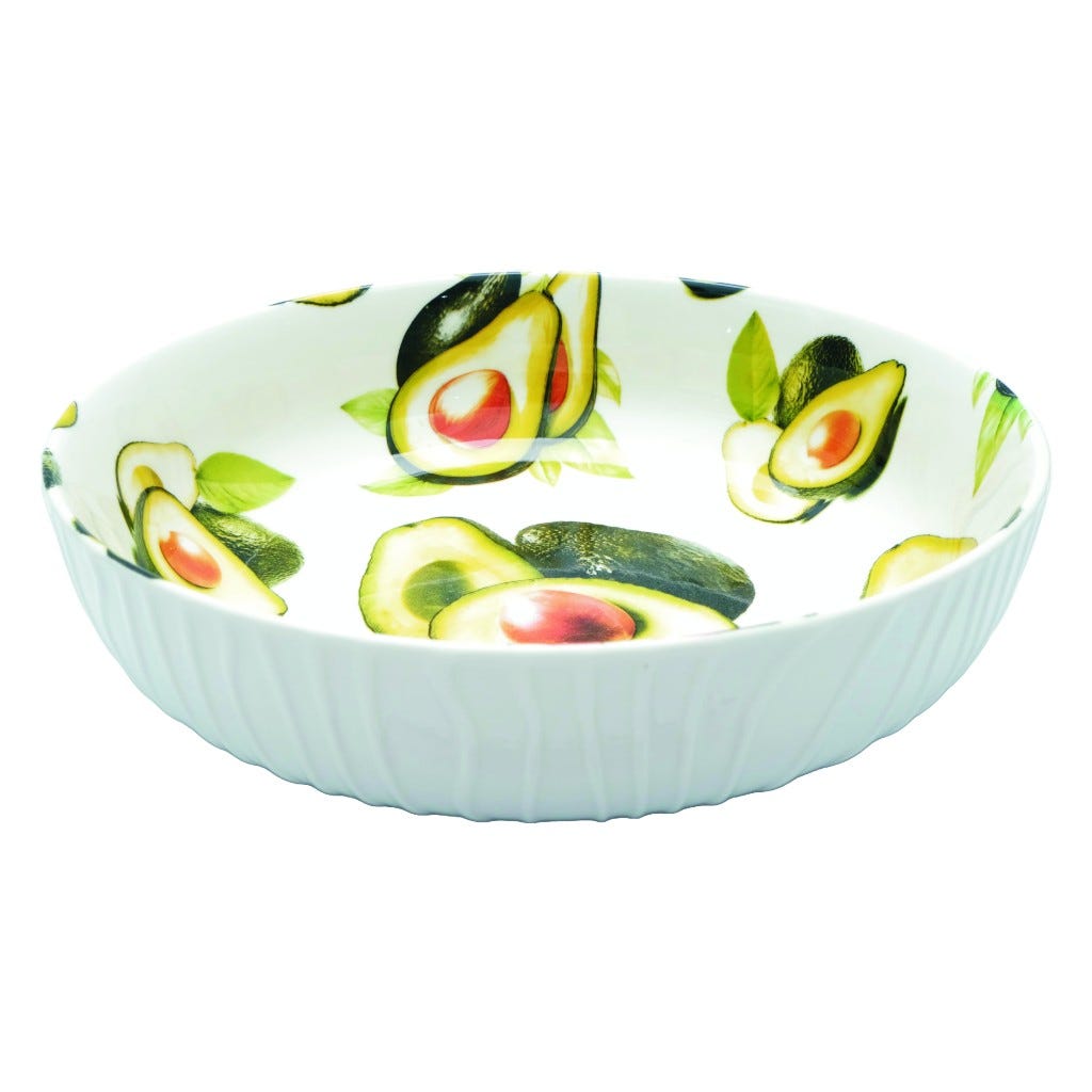 Tazón Blanco Estampado De Aguacate 20Cm