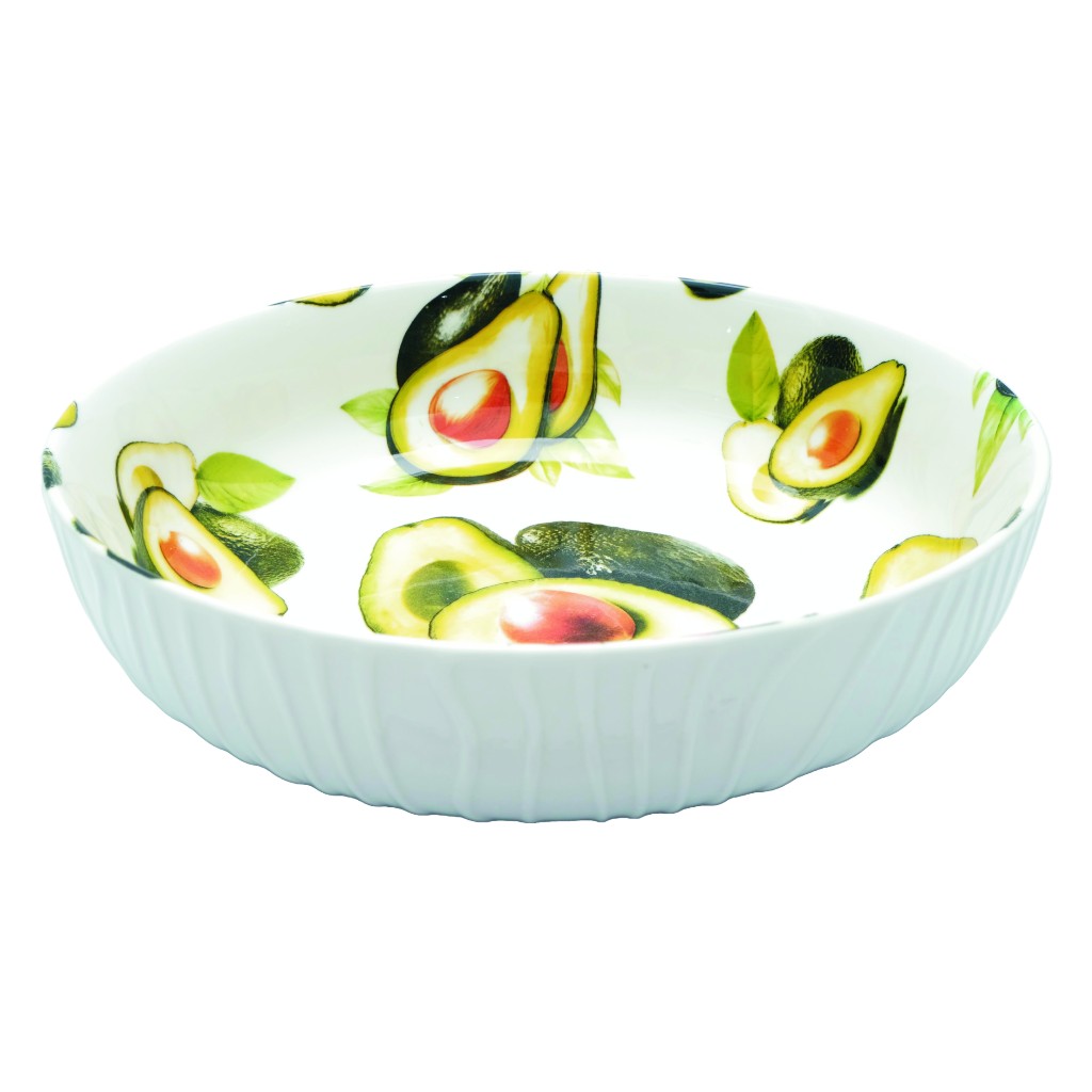 Tazón Blanco Estampado De Aguacate 20Cm