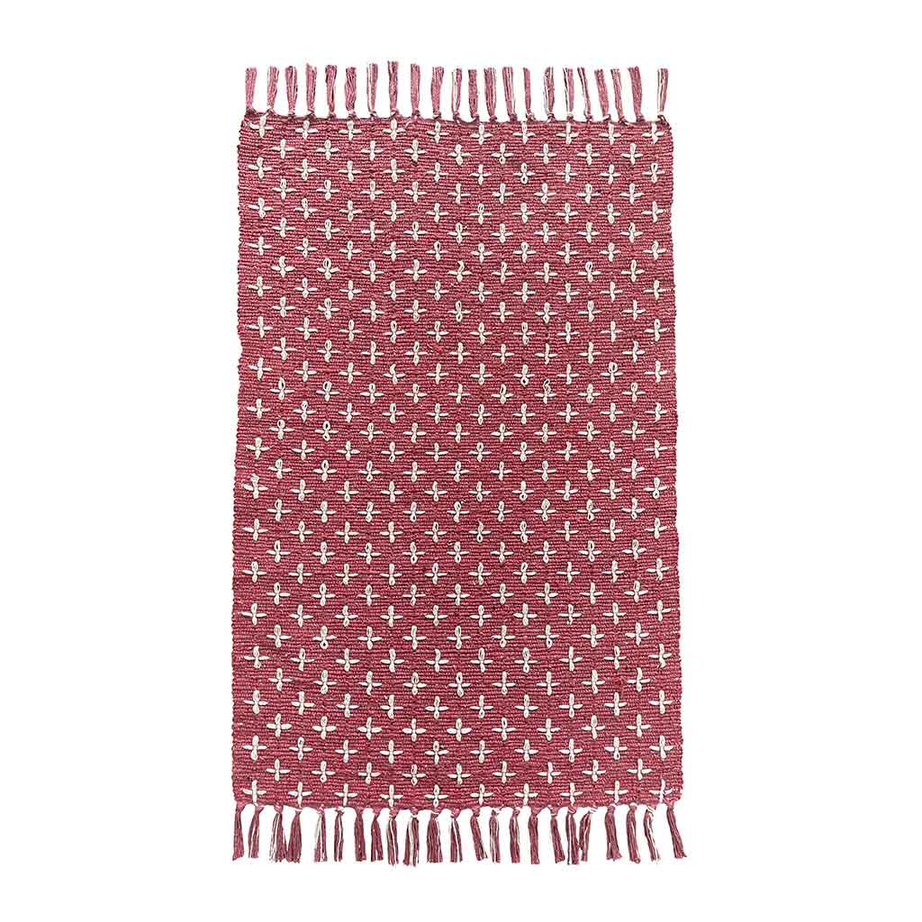 Alfombra Decorativa Rosada Con Flecos 60X90Cm