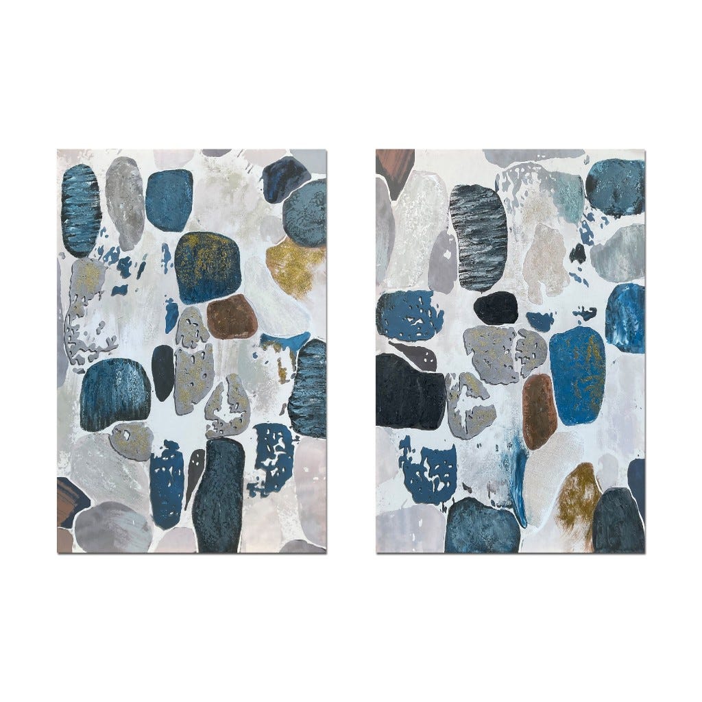 Cuadro Decorativo Abstracto Tonos Azules Y Grises Surtido 80X4X120Cm