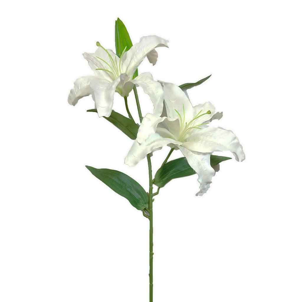 Spray De Flor Artificial De Tiger Lily Blanca 76Cm
