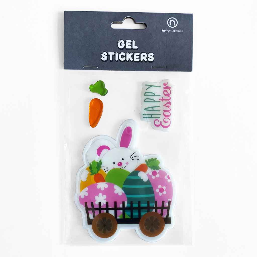 Calcomanía decorativa de conejo de pascua en gel 10X15CM