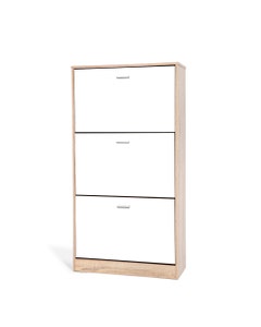 ZAPATERA BLANCA CON 3 GAVETAS 63X24X120CM