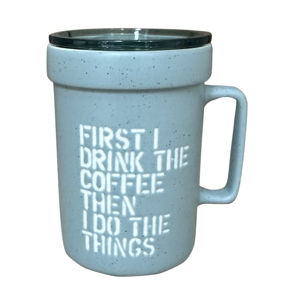 Taza De Viaje Con Tapa Estampado Texto 400Ml