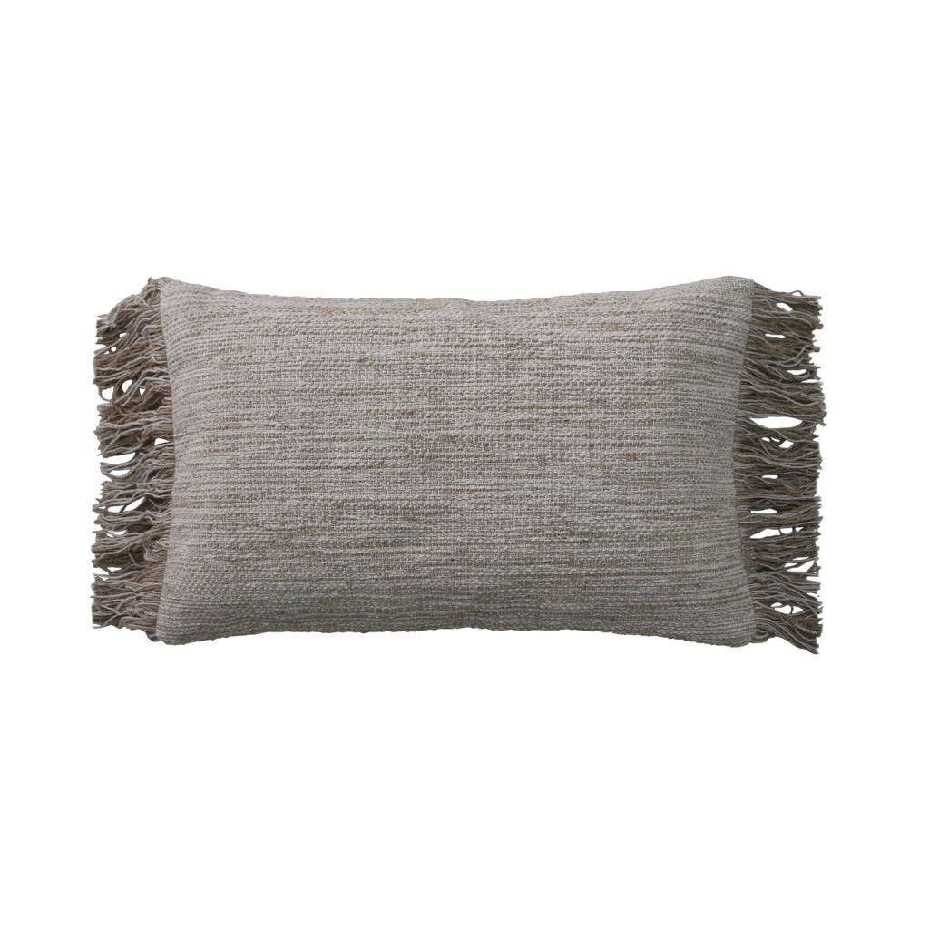 Cojín Beige Con Flecos 30X50Cm