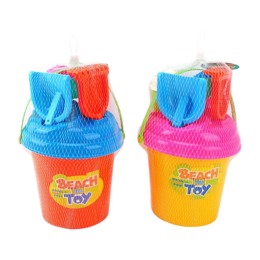 Cubo De Playa Con Accesorios 7 Pzas Colores Surtidos