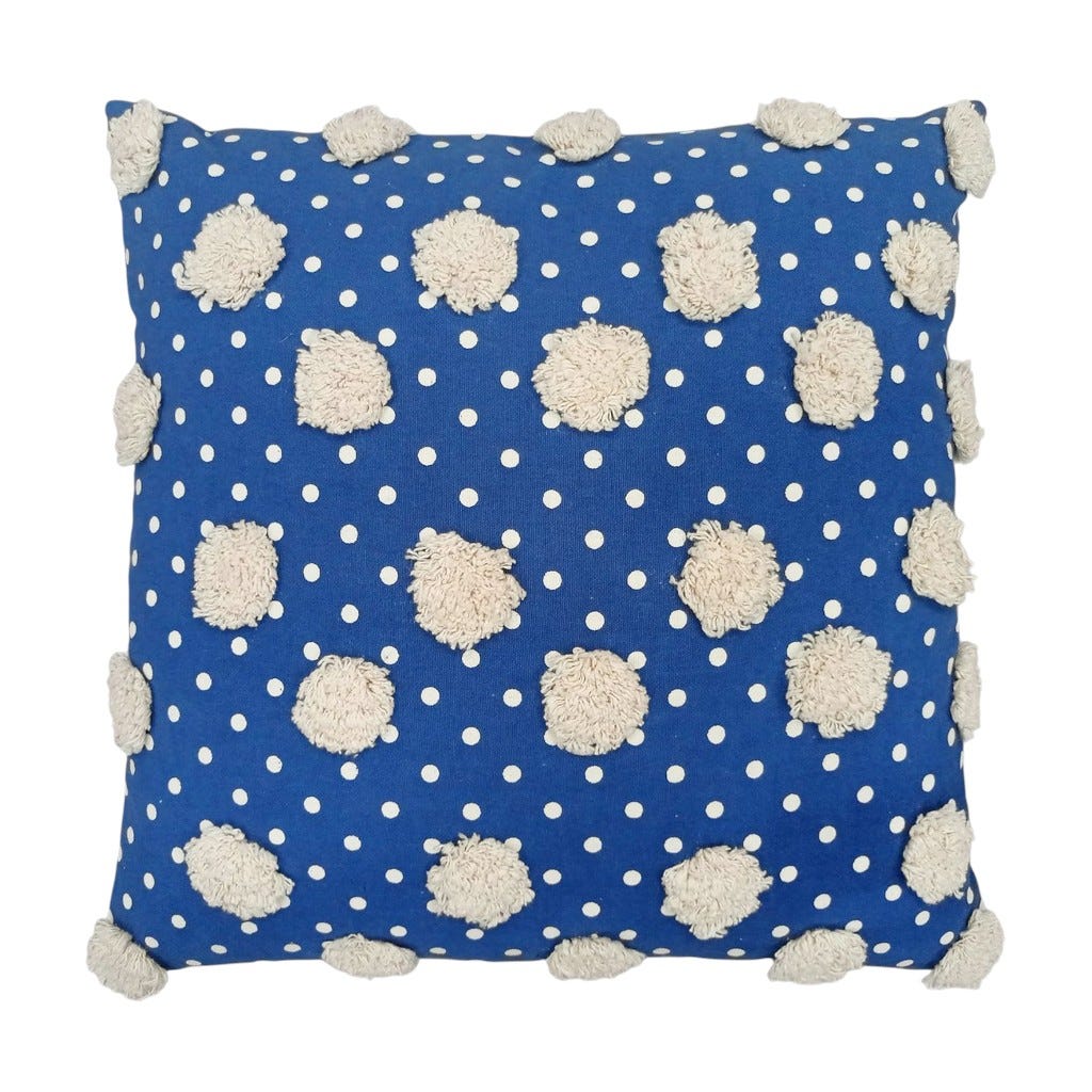 Cojín Azul Con Bolas Y Puntos Blancos 45X45Cm