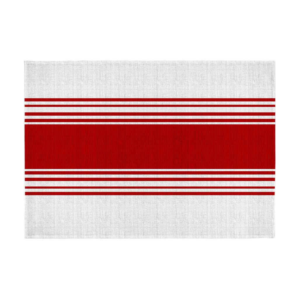 Individual Con Detalles Blanco Y Rojo 33X48Cm
