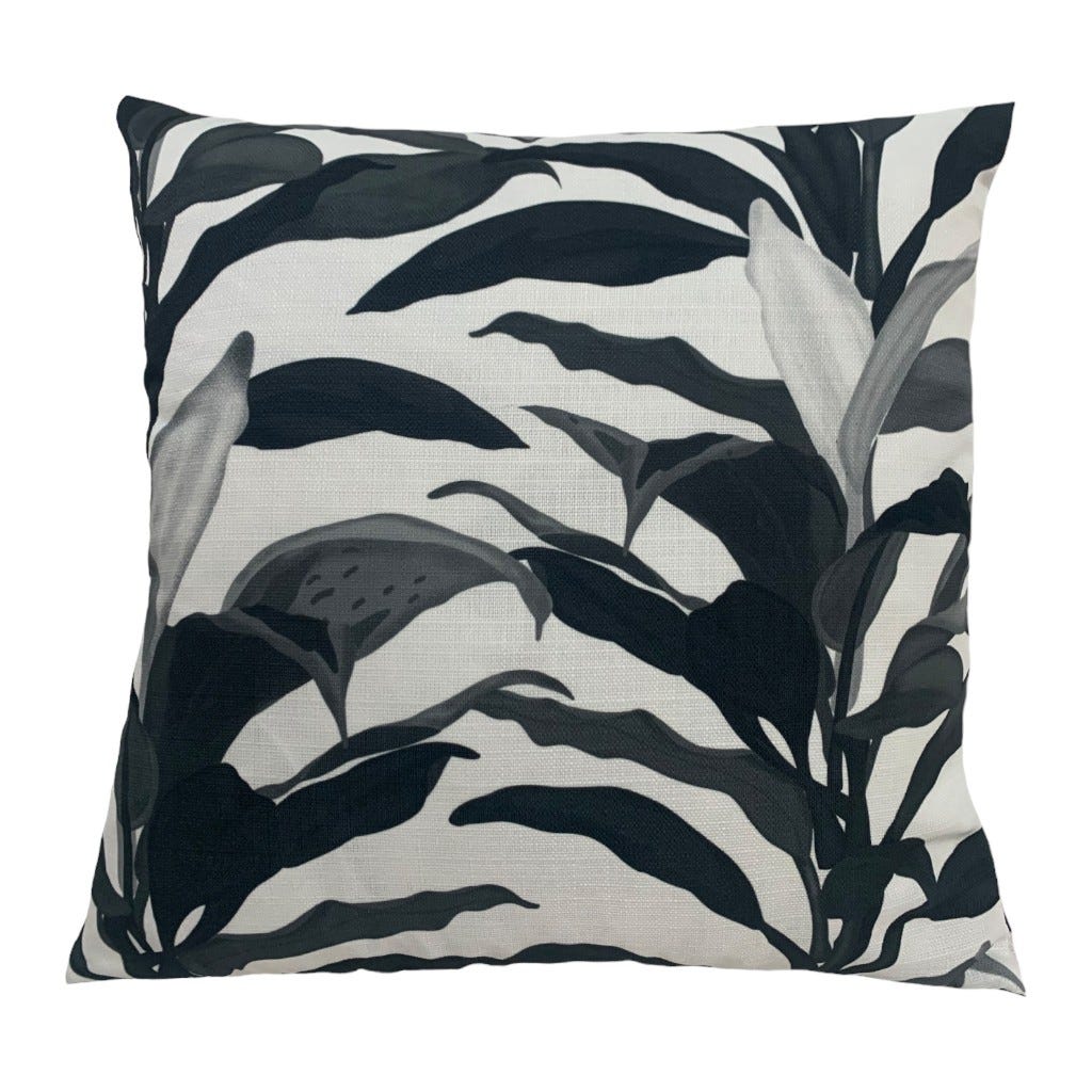 Cojín Blanco Con Estampado De Plantas Grises 50X50Cm
