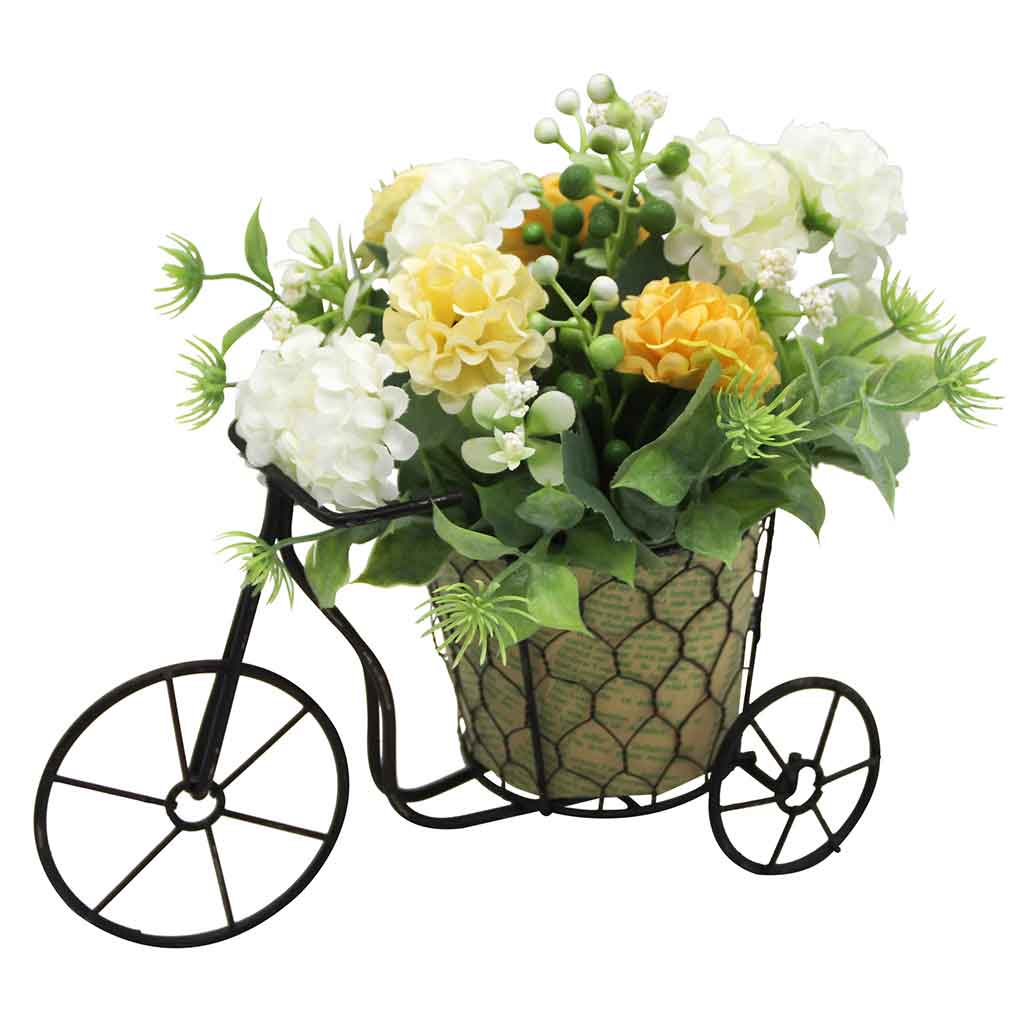 Flor artificial en maceta de bicicleta 22CM
