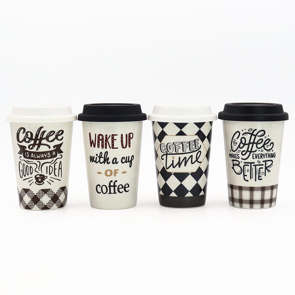 Taza De Viaje Con Tapa Con Diseño Surtidos 420Ml