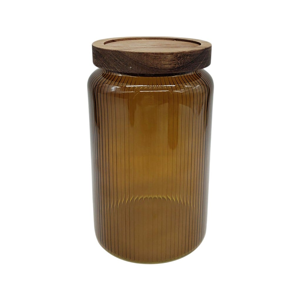 Recipiente De Algodón De Vidrio Marrón 10x16cm