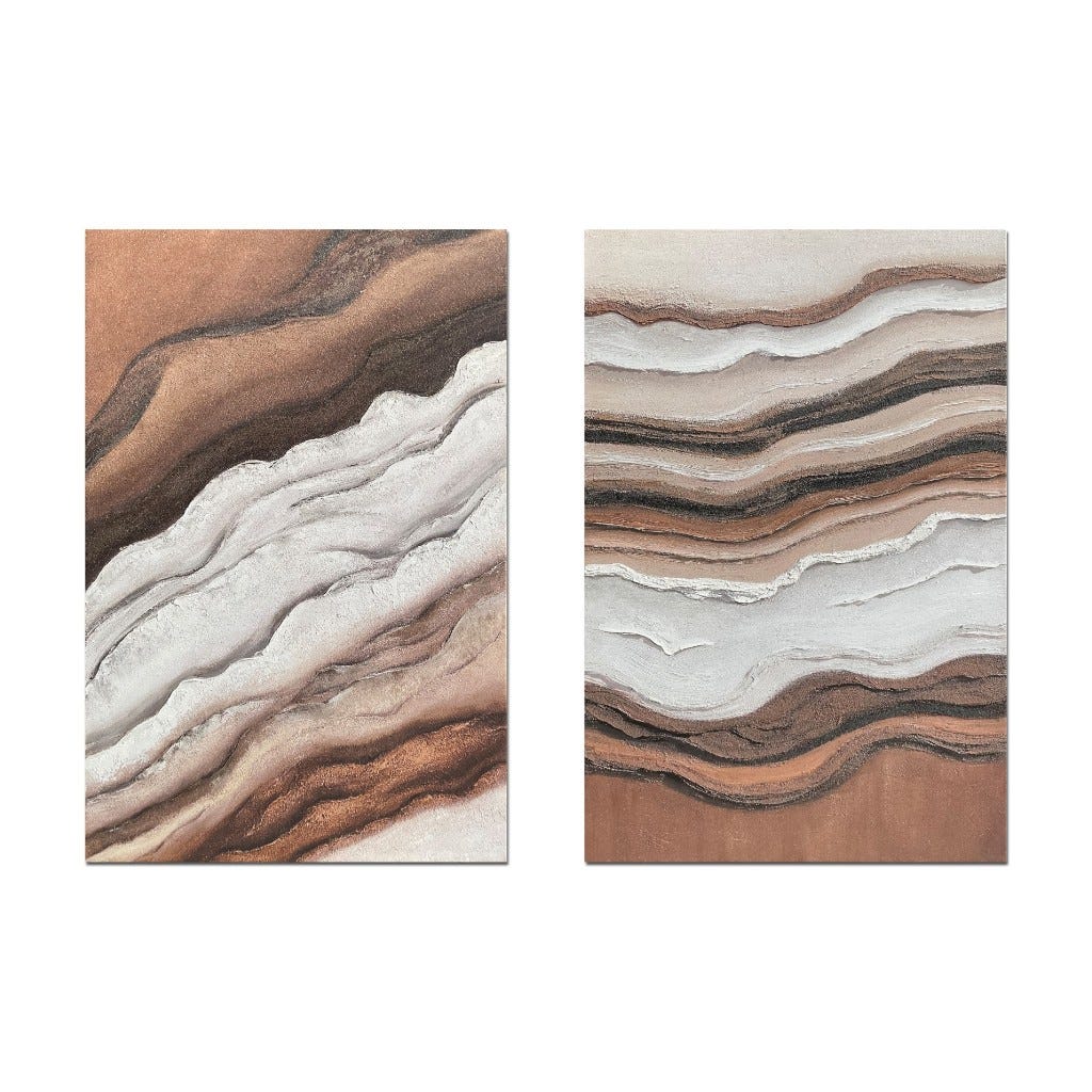 Cuadro Decorativo Abstracto Beige Y Café Surtido 80X4X120Cm