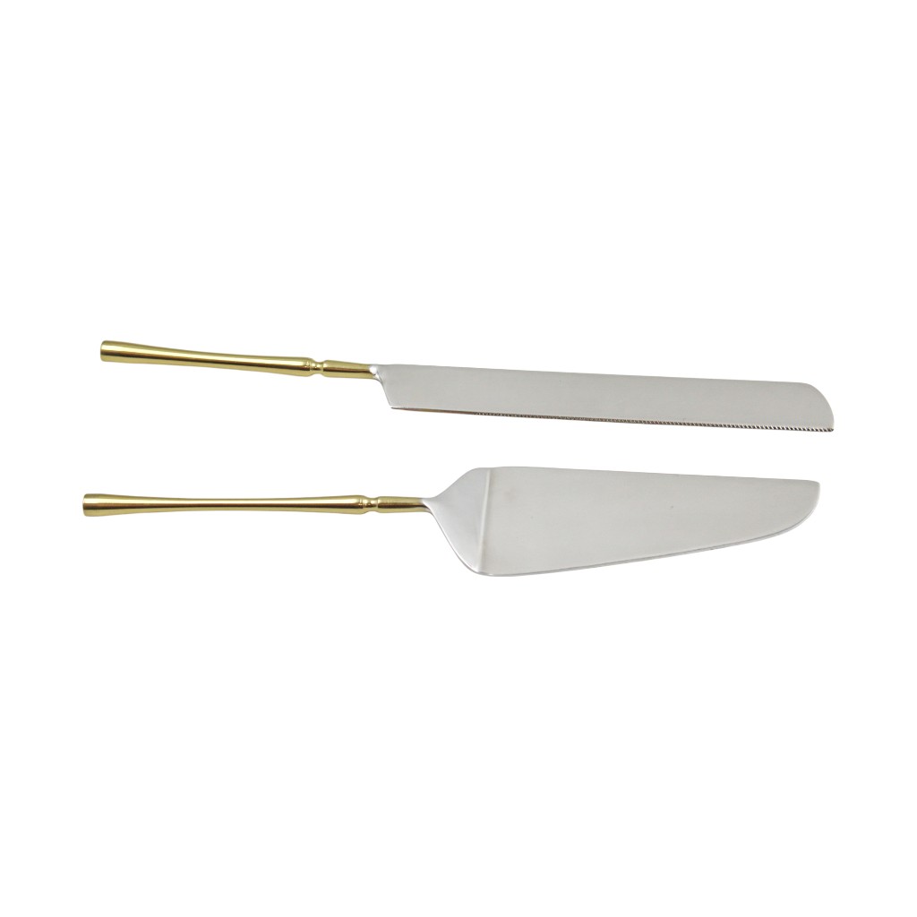 Juego De Cubiertos De Postre Con Mango Dorado 2Pzs