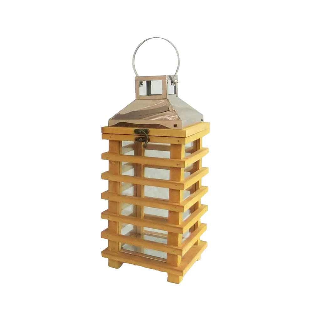 Farol decorativo de madera 15.5X15X35CM