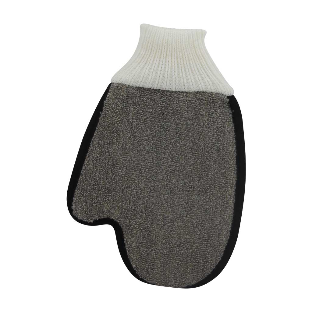 Guante de baño exfoliante gris