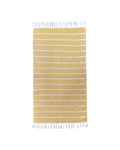 Alfombra Amarilla Con Líneas Blancas Y Flecos 60X110Cm