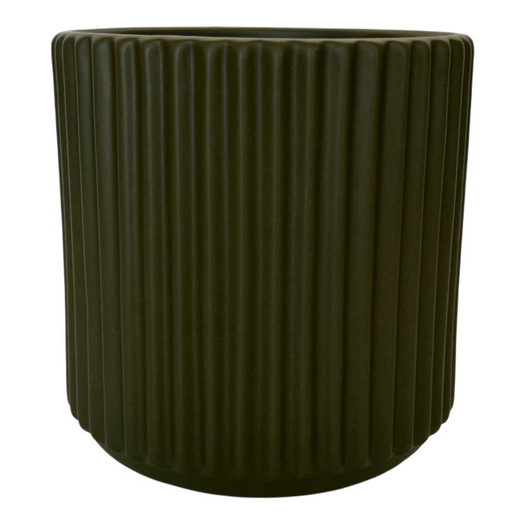 Jarrón Acanalado Verde 16x17cm