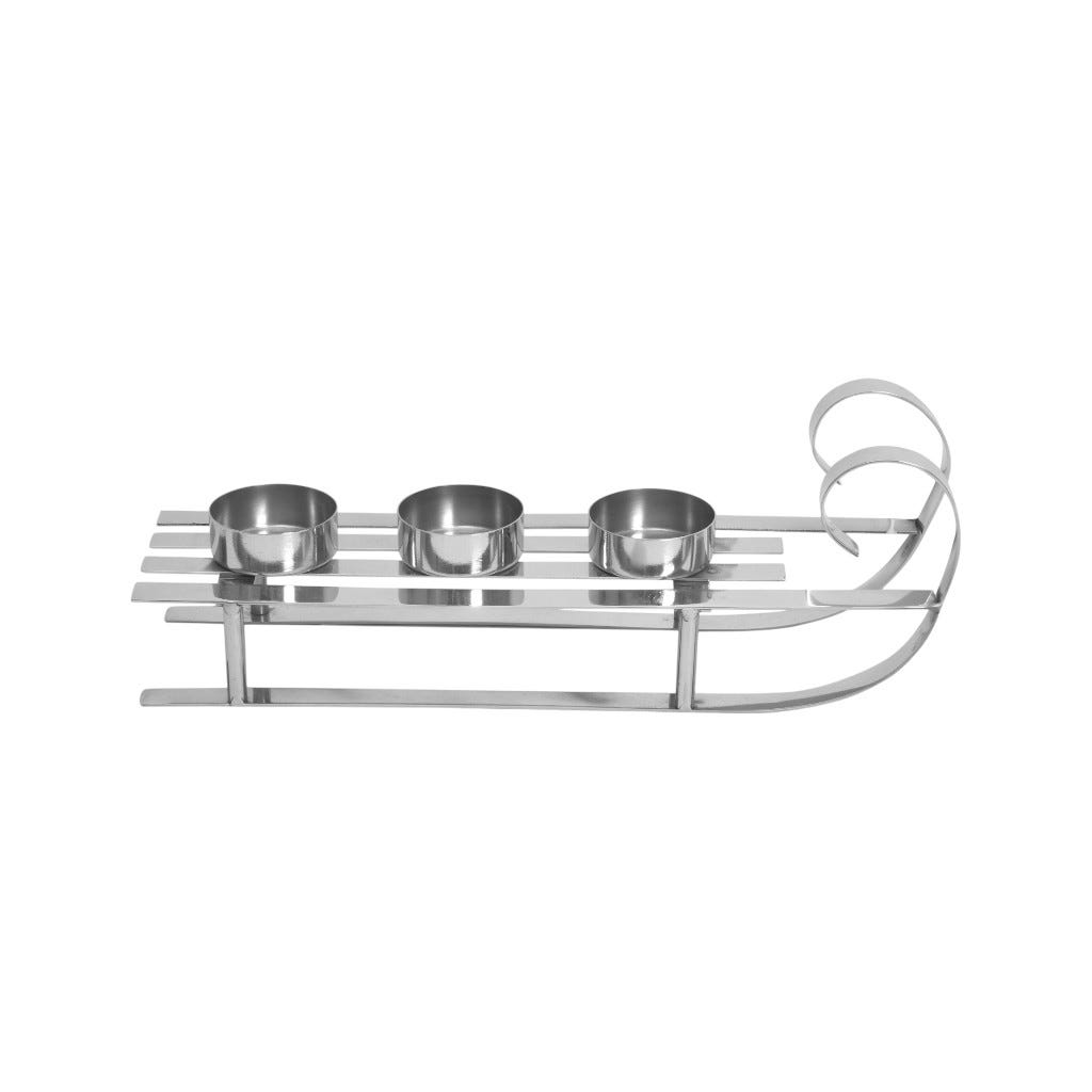 Candelabro De Trineo Plateado 27x9x8cm