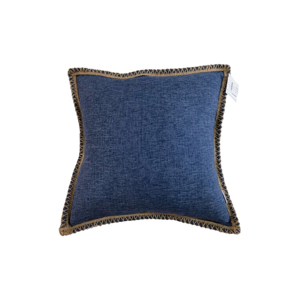 Cojín Azul Con Borde Marrón 45X45Cm
