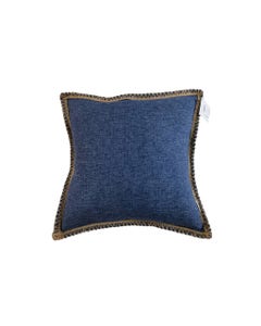 Cojín Azul Con Borde Marrón 45X45Cm
