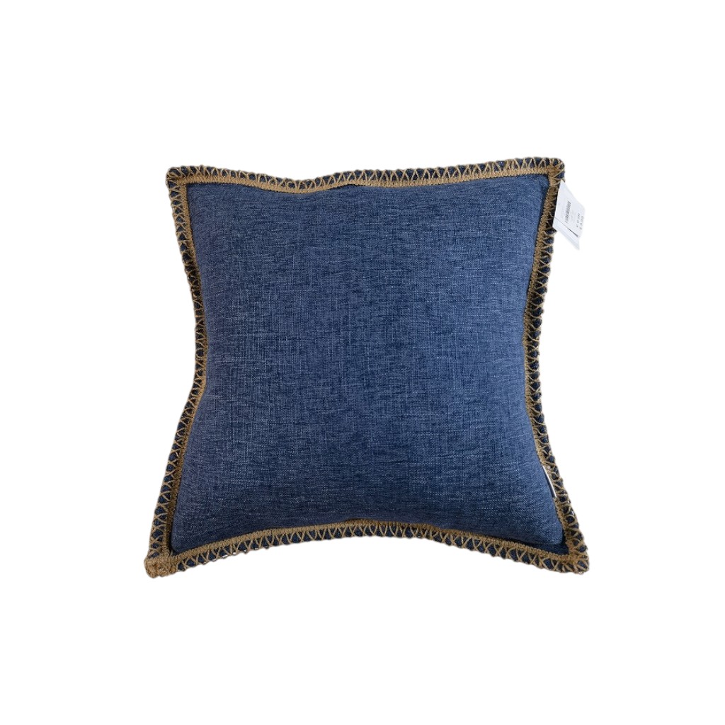 Cojín Azul Con Borde Marrón 45X45Cm