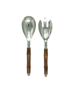 Juego De Cubiertos Para Ensalada 2Pzs Mango De Bambú