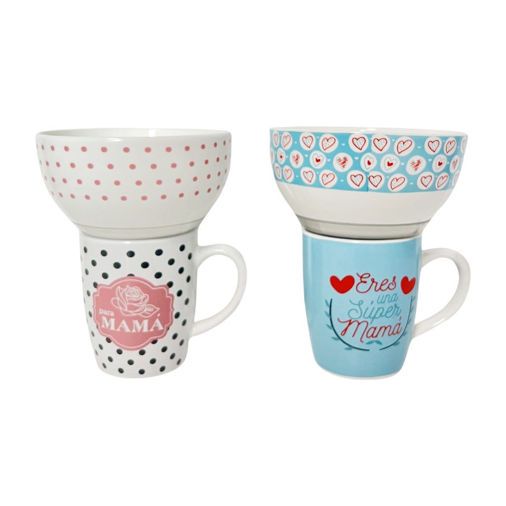 Juego De Tazón Y Taza 2pzs Diseños Surtidos