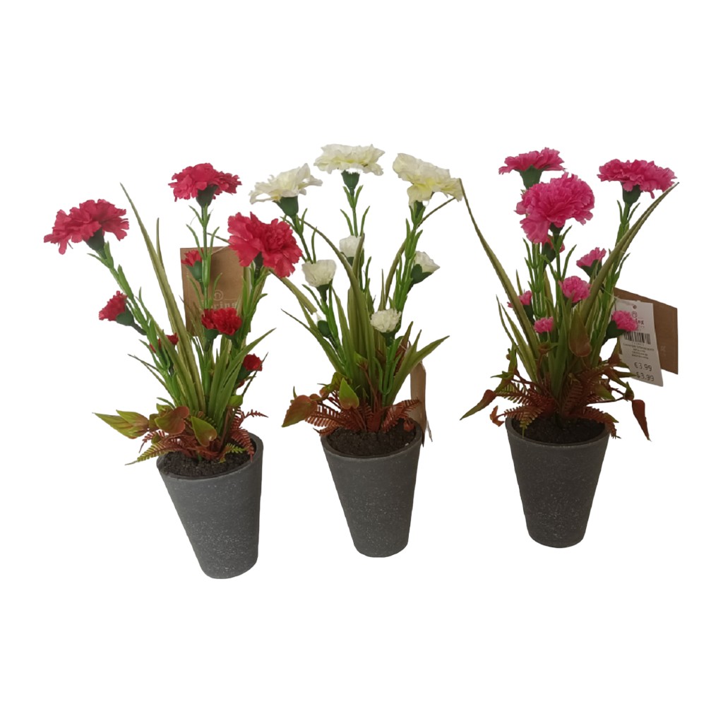 Clavel Artificial En Pote 30cm Surtido