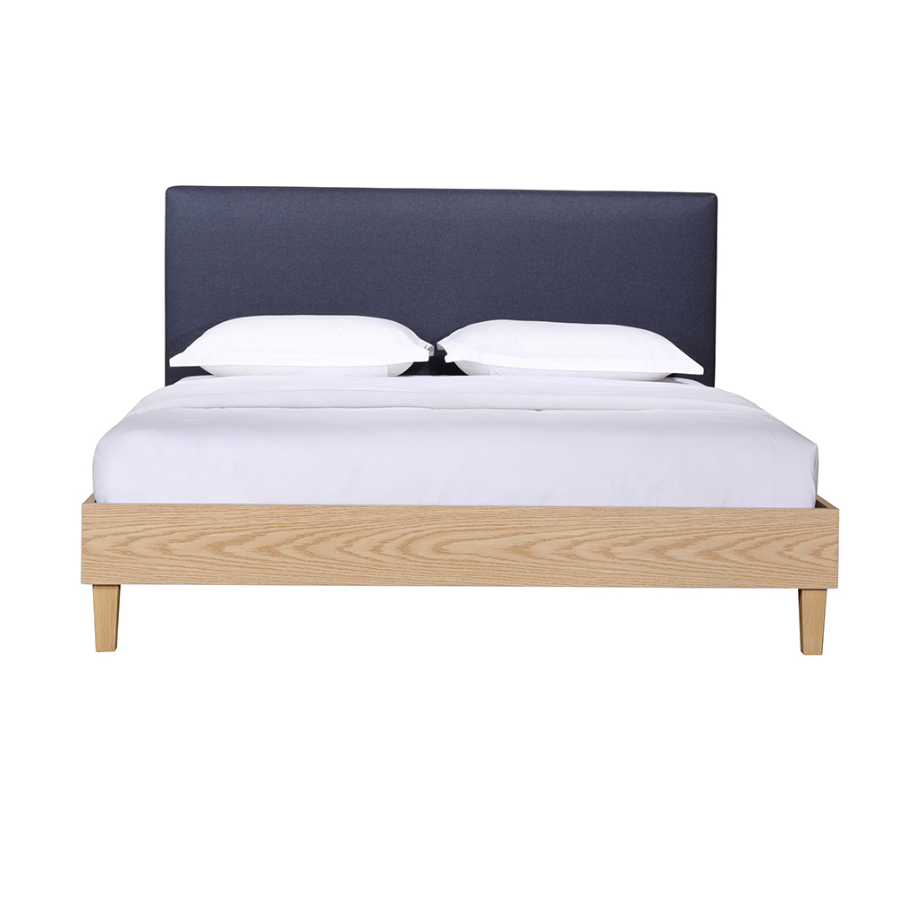 Cama individual queen tapizada azul April