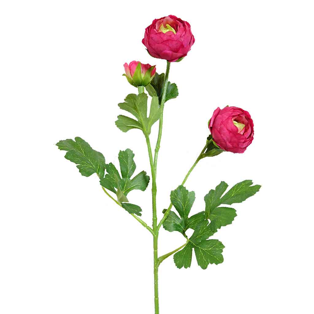 Flor Artificial De Ranunculus Spray X3 Rosada 54Cm