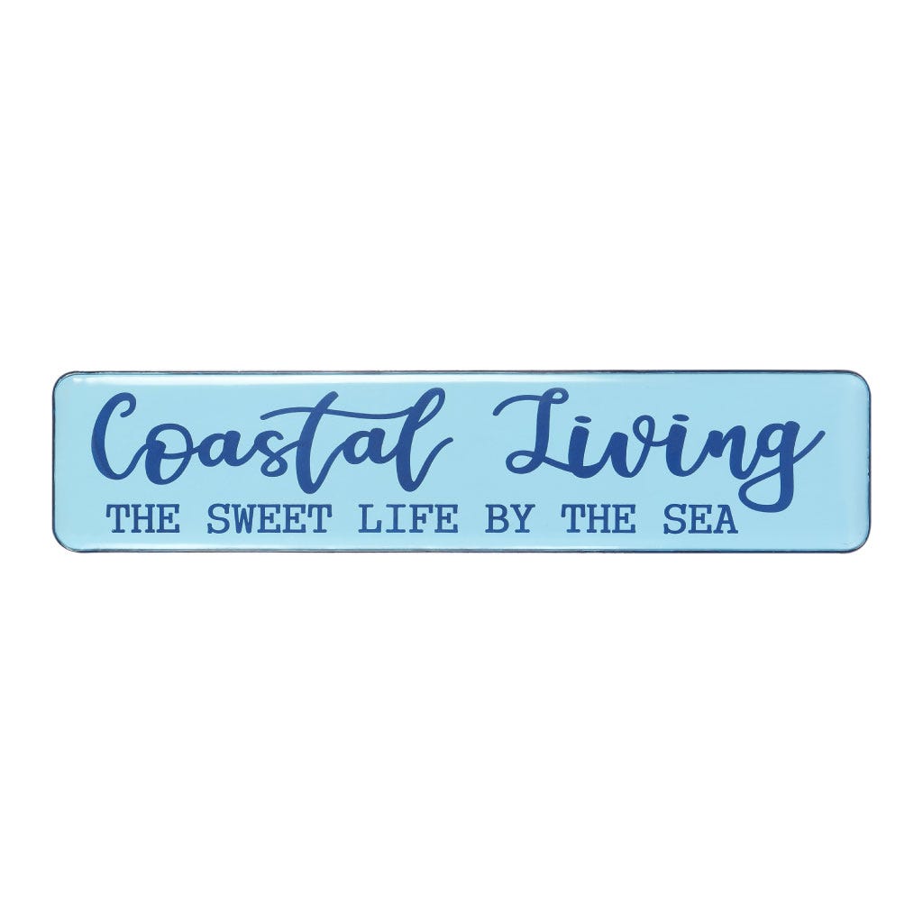CARTEL DECORATIVO AZUL CLARO COASTAL LIVING 92.5X20.5X1CM 